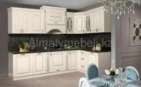 Аделина Кухня  угловая 3,0*1,65 бежевый (Правый) с фартуком СКФМ